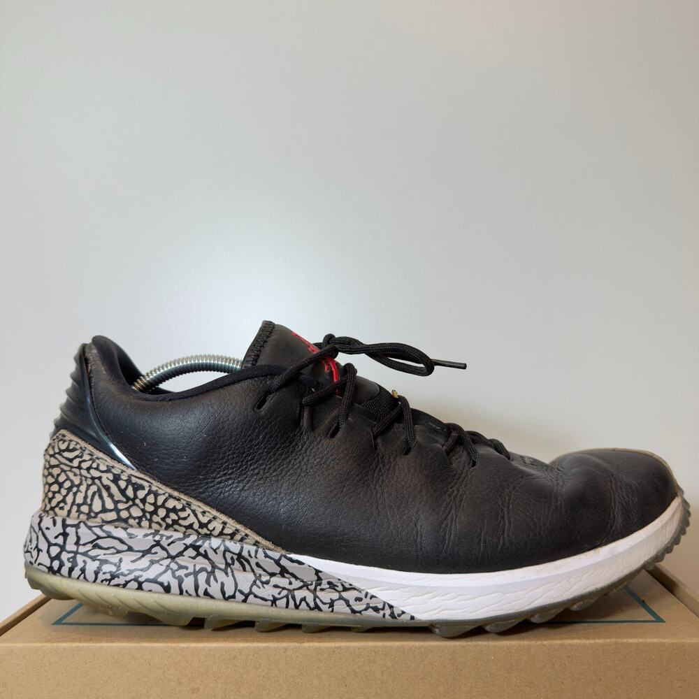Jordan ADG Mens 13 Black Cement Golf Shoes Leather Black Grey Spiked Sneakers